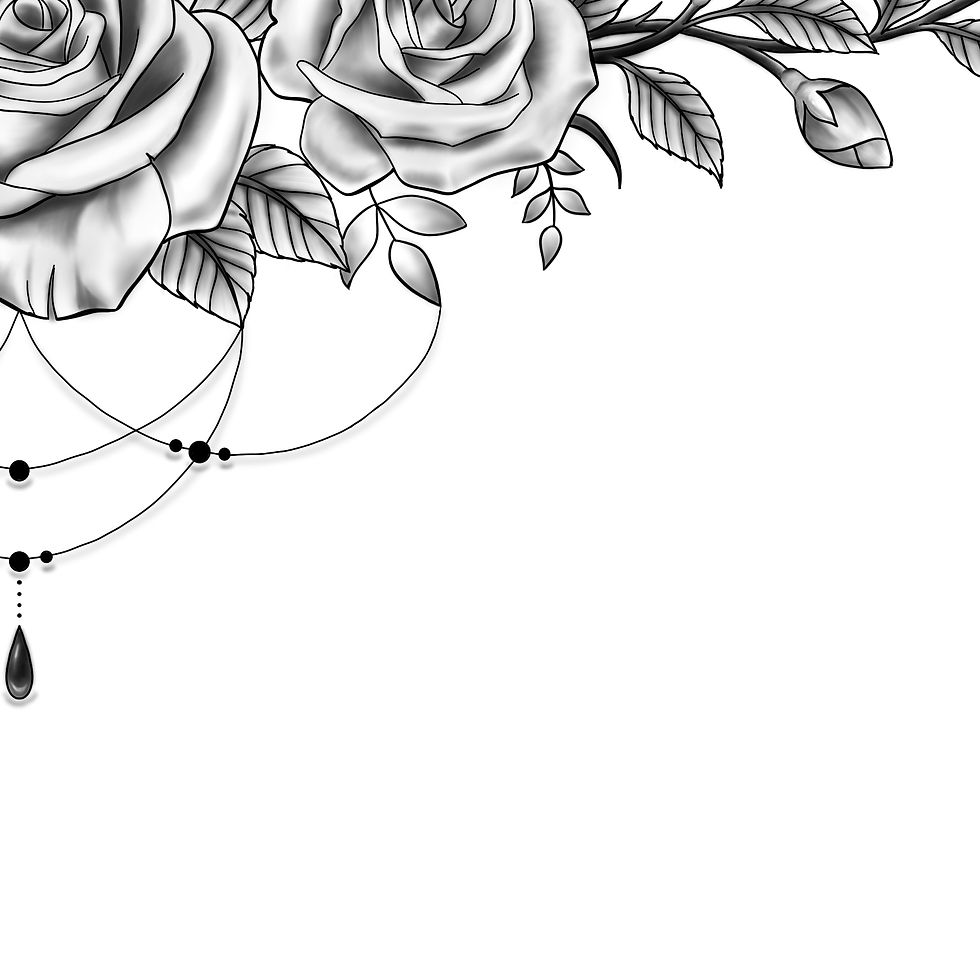 Thumbnail: Black and Grey Shaded Roses Sternum Tattoo design and Stencil/Template