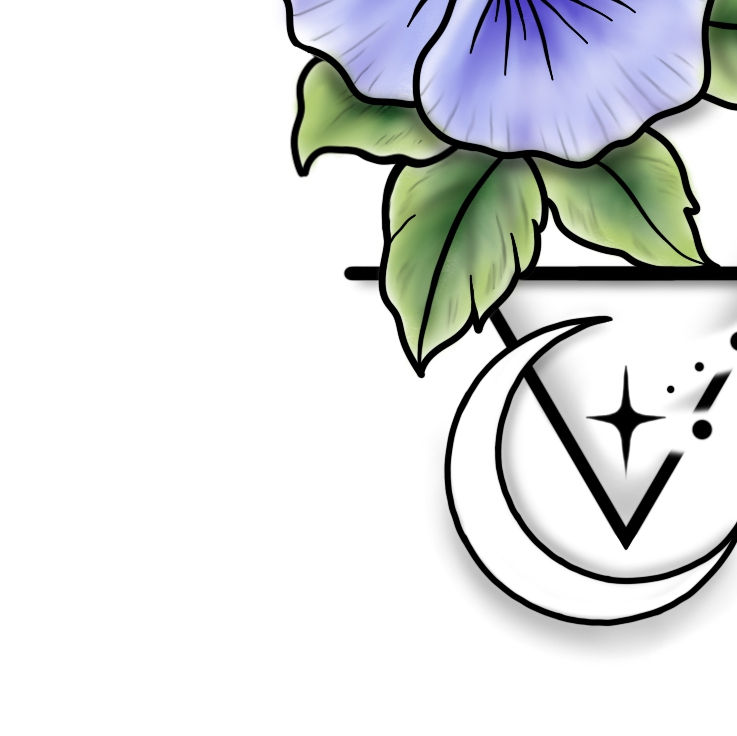 Thumbnail: Capricorn Horoscope Flower Tattoo Design and Stencil - Instant Download