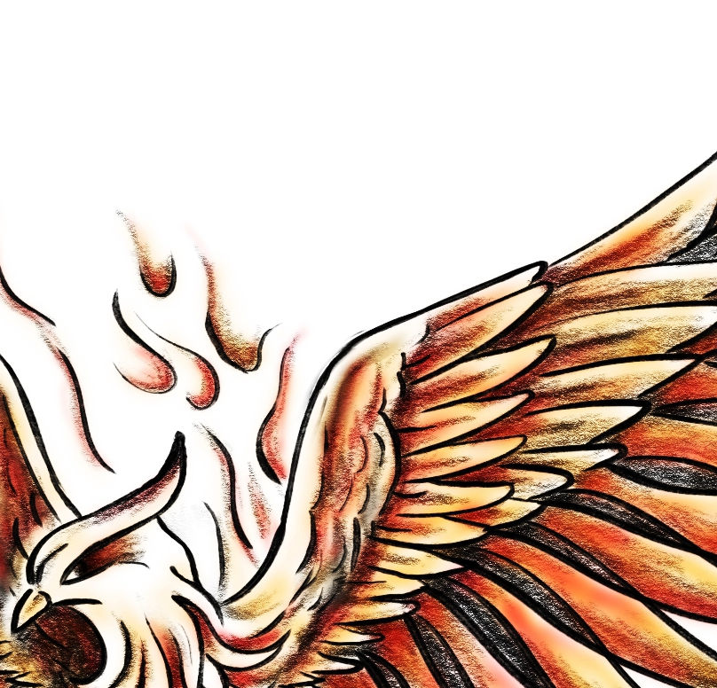 Thumbnail: Fire Phoenix Tattoo Design and Stencil - Colored and black and grey versions