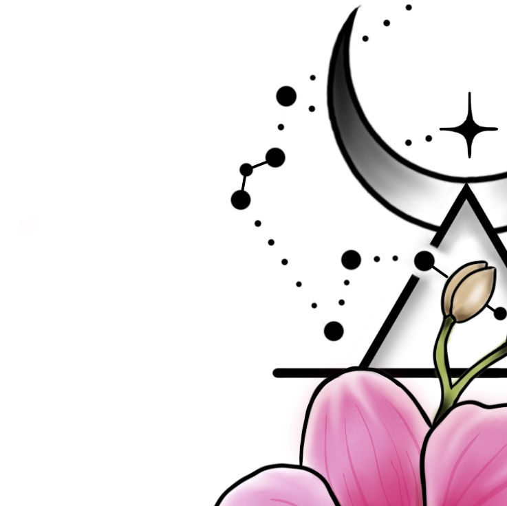Thumbnail: Aquarius Horoscope Flower Tattoo Design Stencil/Template - Digital Download