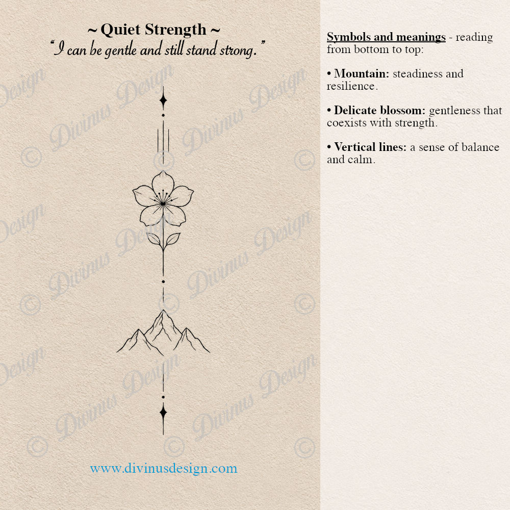 Quiet Strength - Minimalist Fine Line Symbolic Tattoo - Digital Download