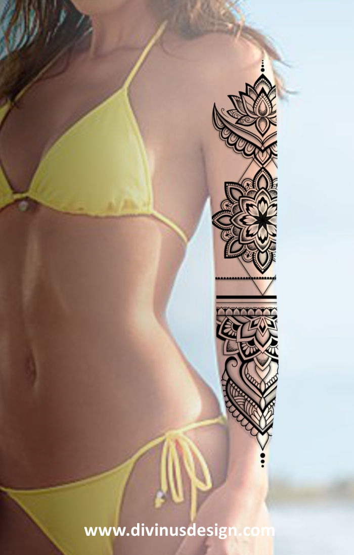 Thumbnail: Ornamental Mandala Tattoo Design and Stencil -Arm/Feet Tattoo - Digital Download