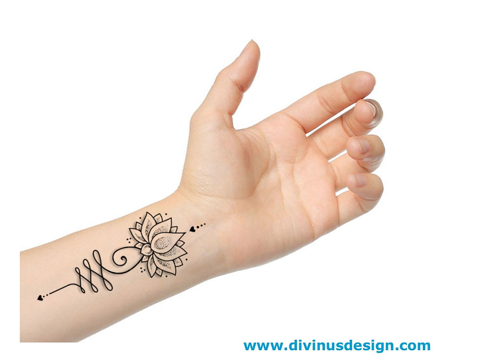 Thumbnail: Small Unalome Tattoo Design and stencil/template - (female and male versions) 01