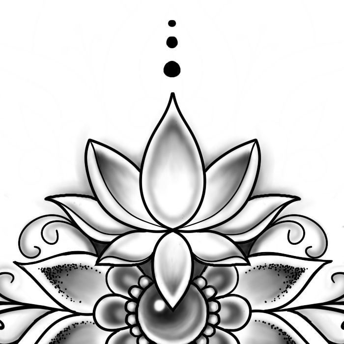 Thumbnail: Sternum Lotus Tattoo design and Stencil - Instant Digital Download