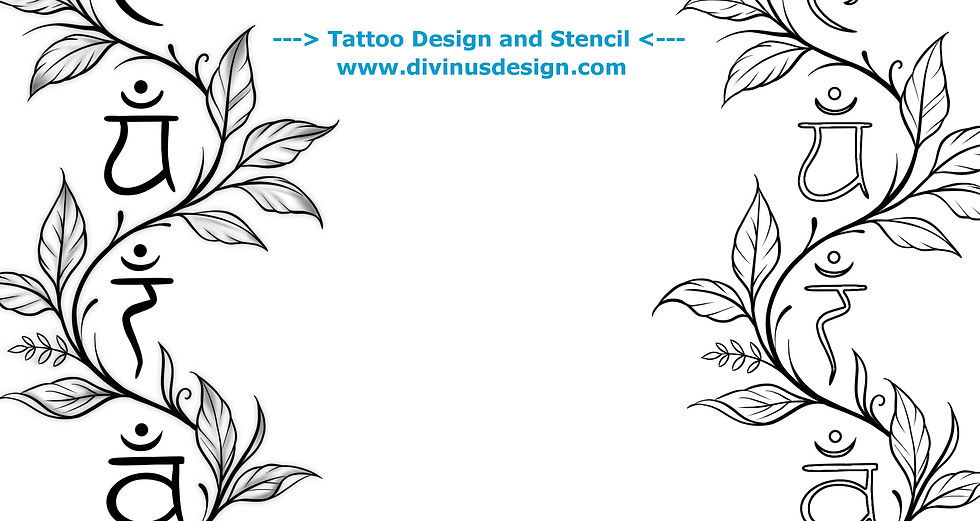 Thumbnail: Chakra Tattoo Design and template/stencil - Floral and Feminine Spine Tattoo