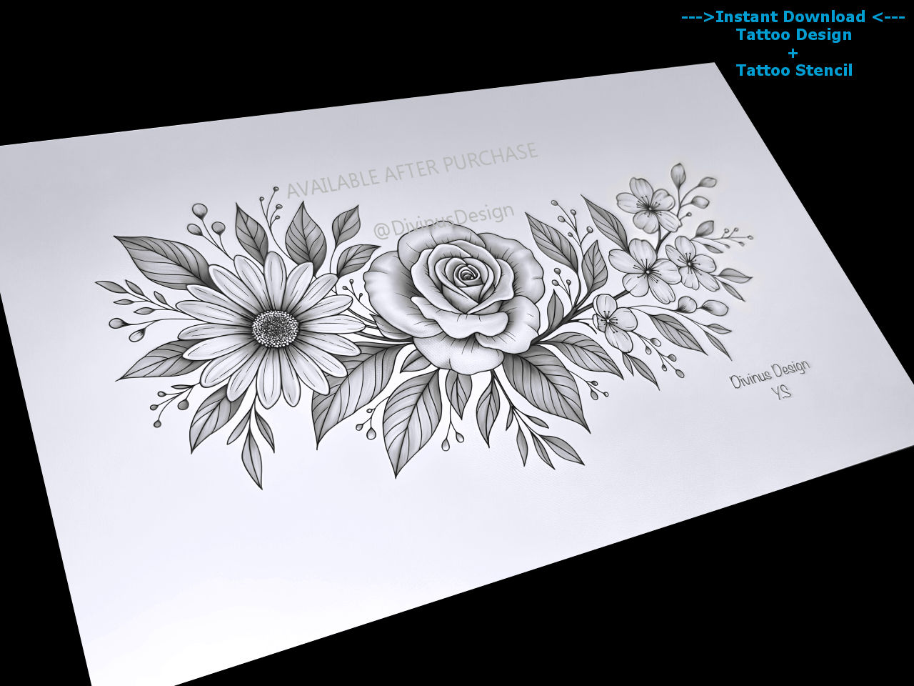 Wrap Around C-Scar Cover up Tattoo - Tummy Tuck Tattoo - Instant Download