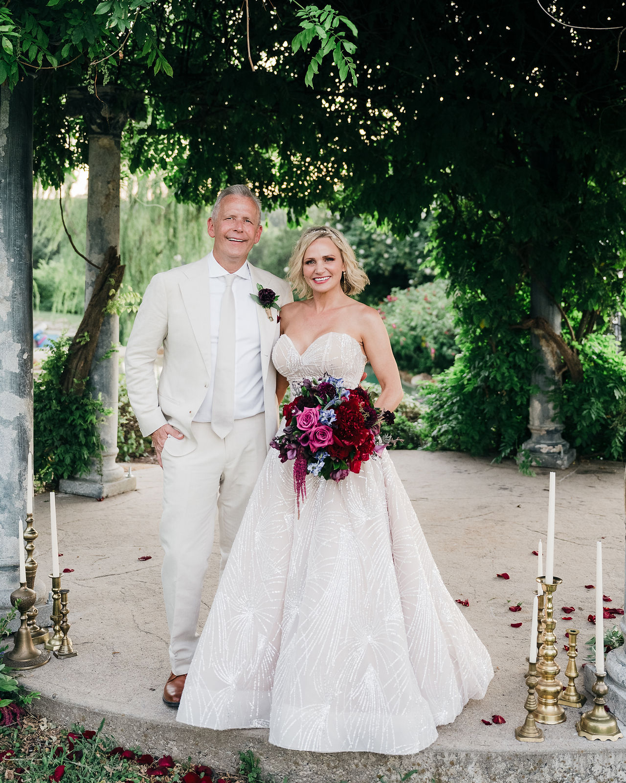 Bride and groom portrait Braun Manor garden wedding Denison Texas.