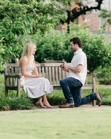 Dallas garden proposal with man on one knee at Flippen Park.