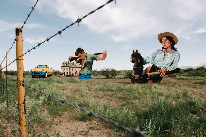 Giant Movie Art Installation Marfa Texas by John Cerney