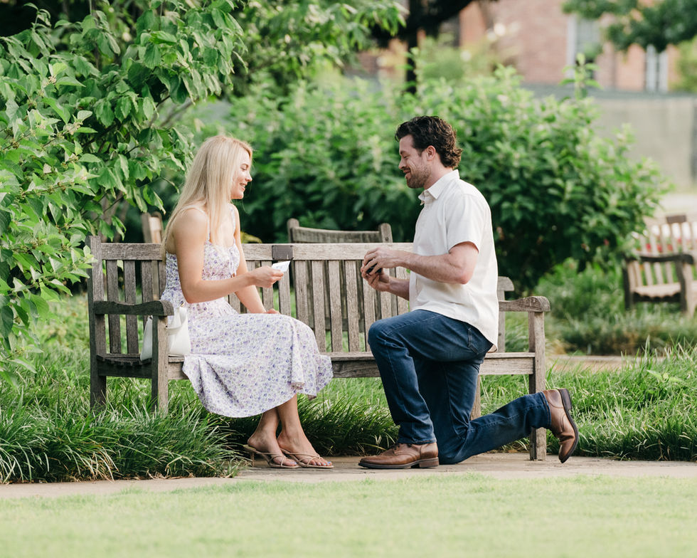Dallas garden proposal with man on one knee at Flippen Park.