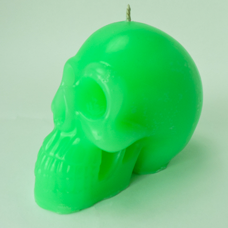 Thumbnail: Skull Decorative Pillar Candle Neon Green
