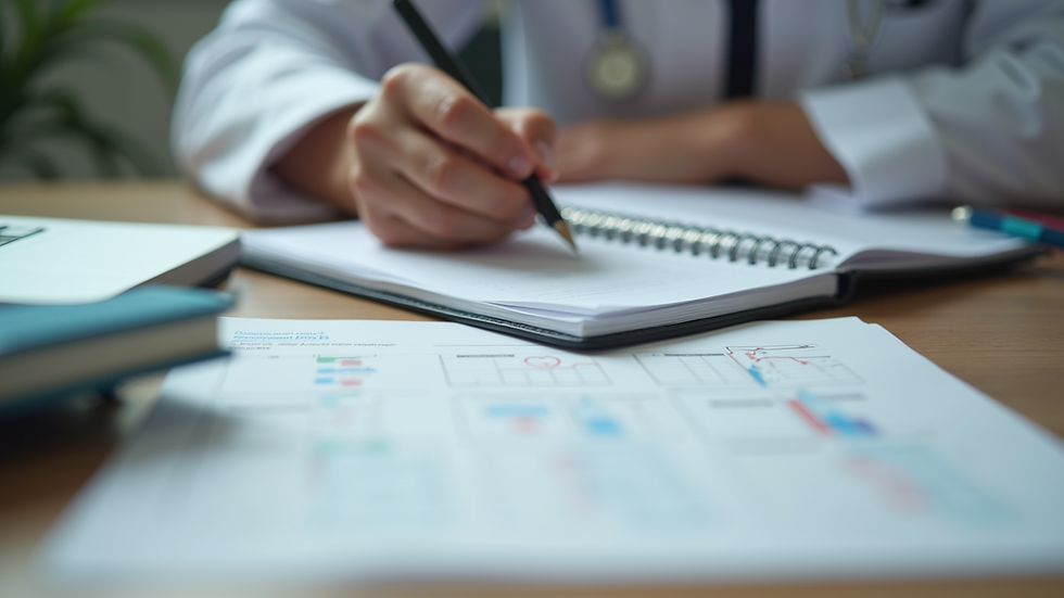 Close-up view of a psychiatrist’s desk with ADHD assessment tools and notes