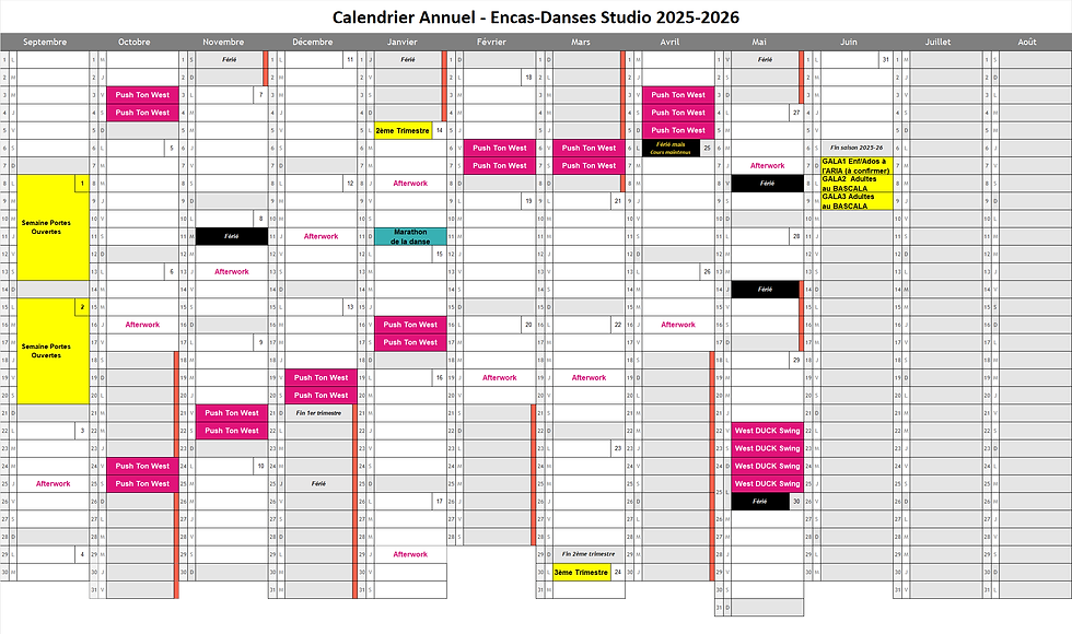 Calendrier Annuel 2025-2026