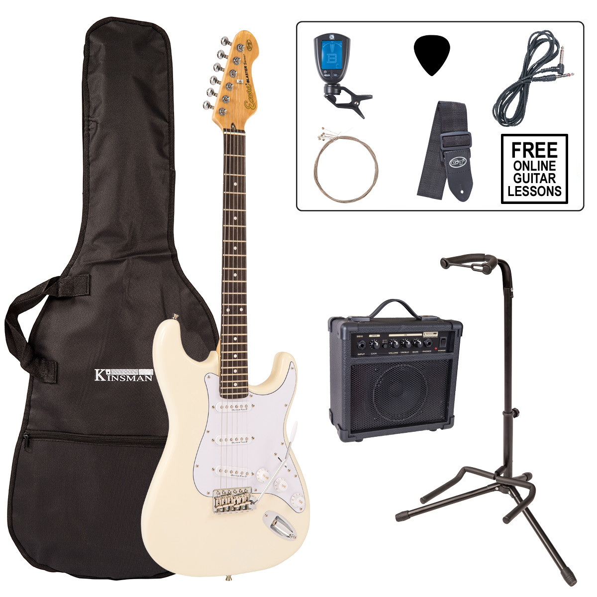 Encore E6 Electric Guitar Pack - Vintage White