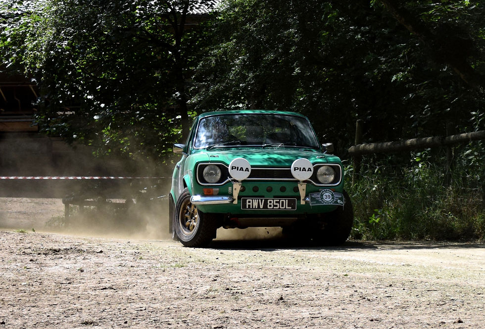 Green ford escort on a test