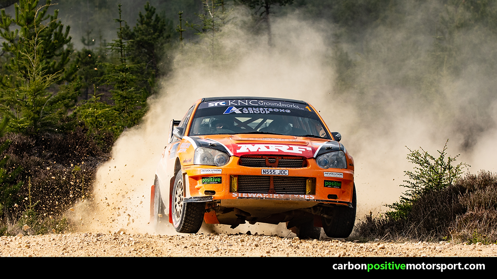 A rally car on the McDonald & Munro Speyside Stages 2023
