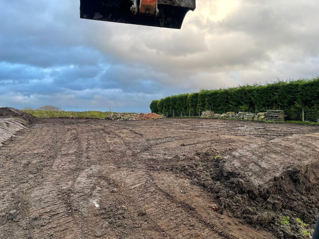 One of the standout features of the Morris Bank Farm project was the successful salvage of the farmhouse stone for hard standing , farm tracks and a driveway.