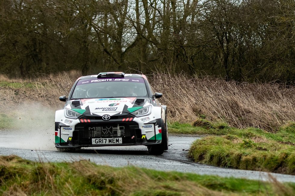 Rally winners William Creighton/Liam Regan in the Castrol Melvyn Evans Motorsport Toyota GR Yaris Rally2 took seven out of ten stages wins.
