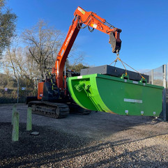 Installing a settlement tank during emergency work at Frodsham Wind Farm