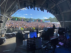 a concert audience viewed from the stage