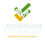 At the top of the logo are two check marks arranged diagonally, overlapping slightly:

The top check mark is a forest green with a leaf design inside, symbolizing nature and environmental care.

The bottom check mark is golden yellow with a similar internal leaf pattern, emphasizing growth, transformation, and positivity.

Beneath the check marks, the company name is presented in bold, capital letters:

"JOHNSON & COMPANY" is written in a bright grass green color. The font is strong, modern, and easily legible.

Below that, the tagline "LANDSCAPING & RENEWAL" appears in bold, uppercase golden yellow letters, reinforcing the brand’s core services.
