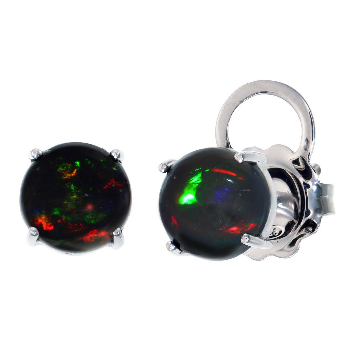 My Signature Gem - 4.38ct Black Ethiopian Opal Stud Earrings