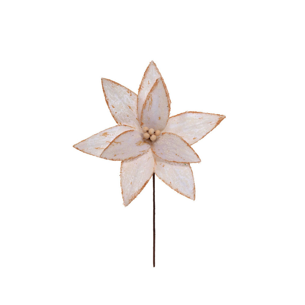 Flor Poinsetia decorativa Withe Rustic