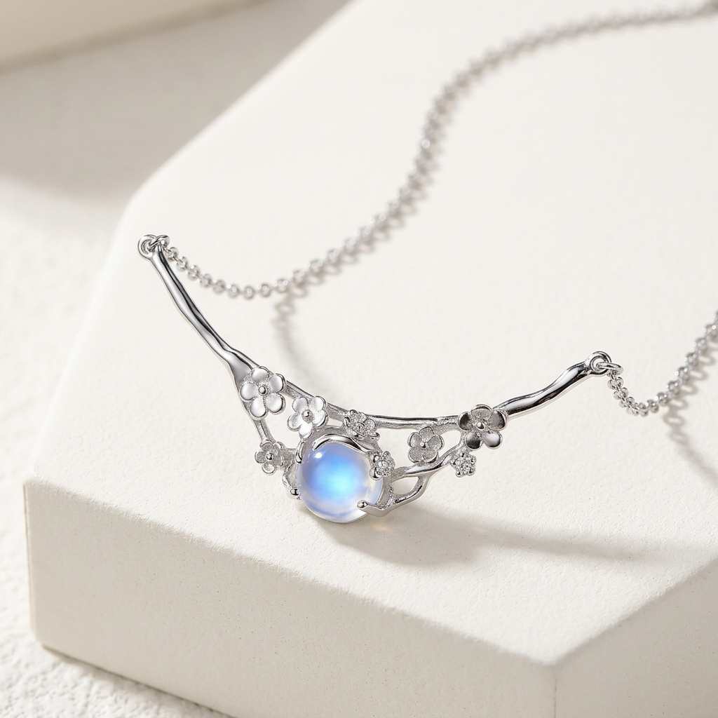 Lunelle Chalcedony Pendant Necklace with blue stone