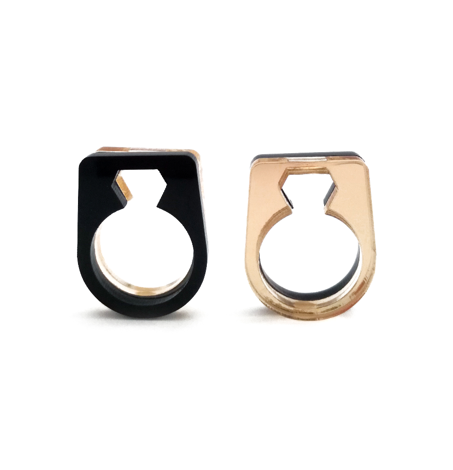 Μικρογραφία: Μαύρο / χρυσό δαχτυλίδι "Lost Diamond"