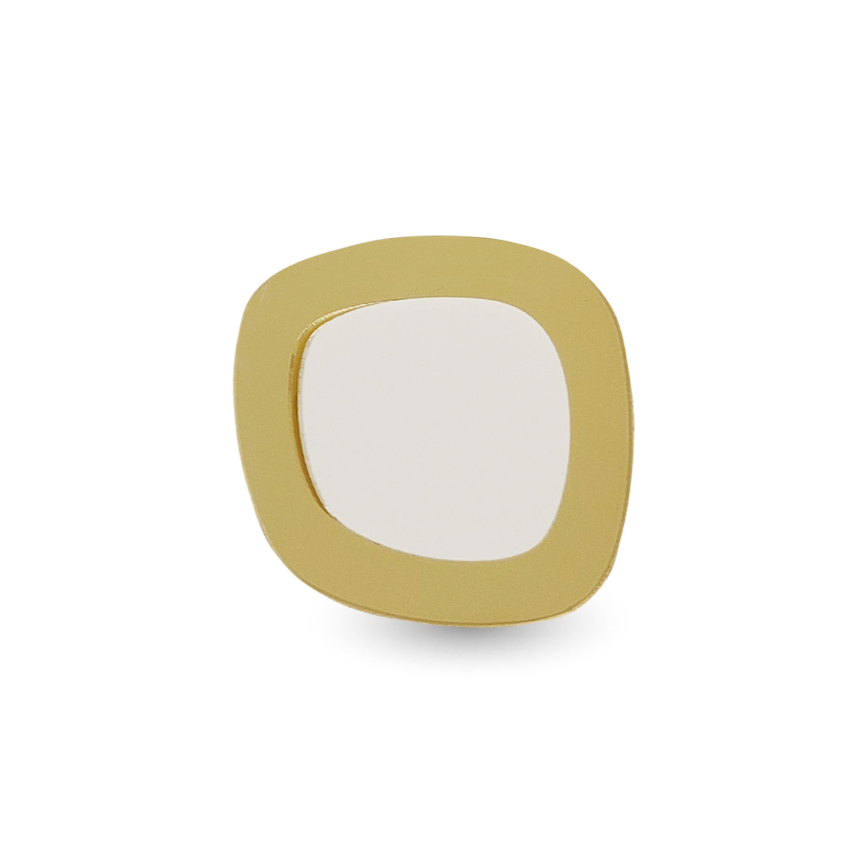 Δαχτυλίδι "Gold Elegance" από άσπρη πορσελάνη και χρυσό καθρέφτη πλέξιγκλας, με ορειχάλκινη ρυθμιζόμενη βάση.