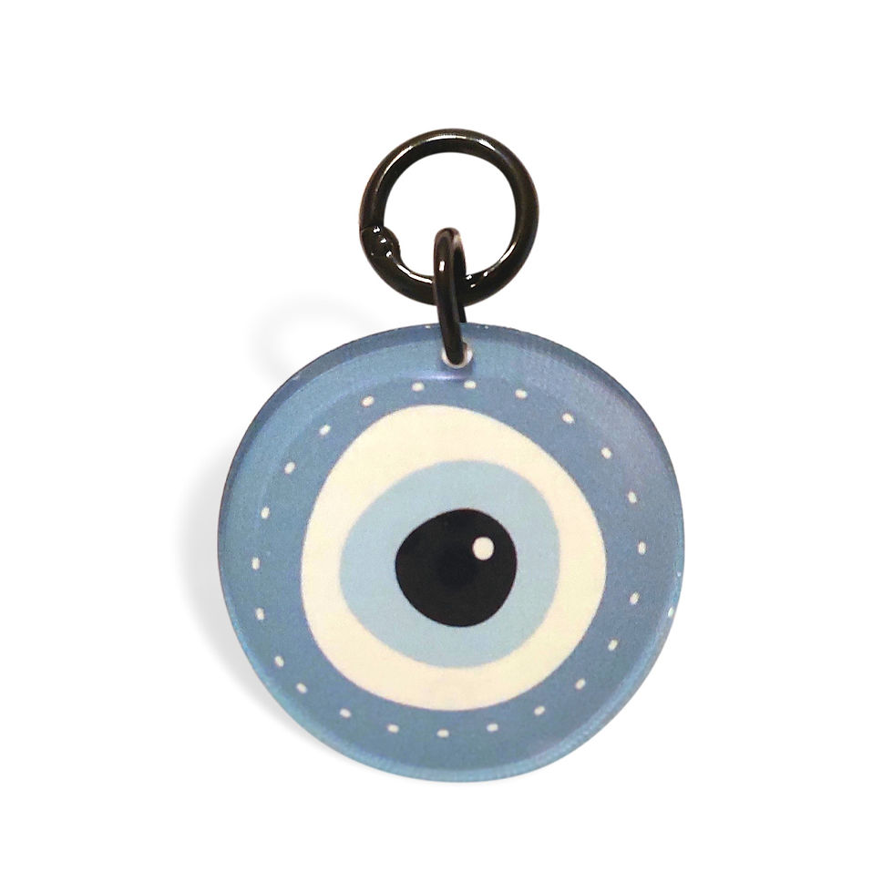 Μπρελόκ "Devil Eye" διπλής όψης, με εκτύπωση υψηλής ανάλυσης σε πλέξιγκλας. Διάμετρος: 5 cm.
