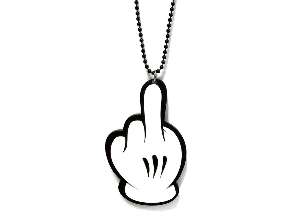 Κολιέ "Toon Gloves" από μαύρο ματ & λευκή πορσελάνη πλέξιγκλας, μακρύ. Διάσταση στοιχείου: 4x6 cm