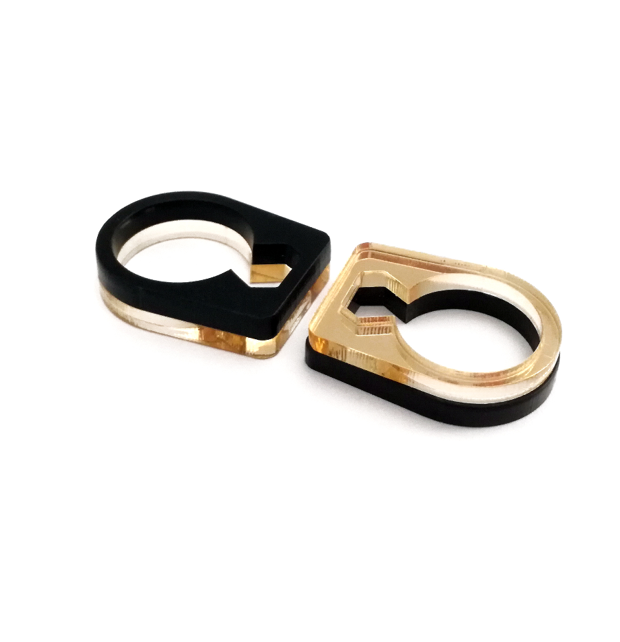 Μαύρο / χρυσό δαχτυλίδι "Lost Diamond"