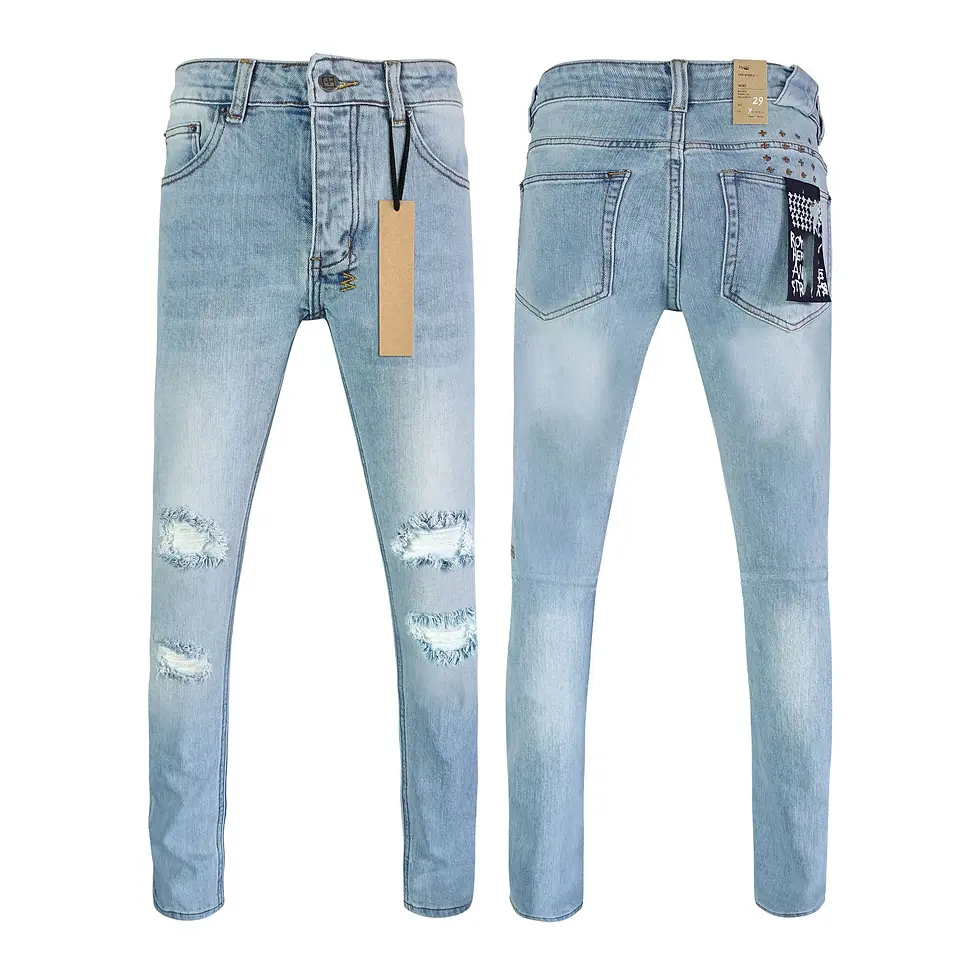 Thumbnail: High Quality Denim Jeans Straight Fit Classic Blue Casual Pants Men