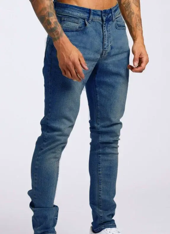 Thumbnail: Retro Fashion Slim Fit Ripped Jeans Denim Pants for Men