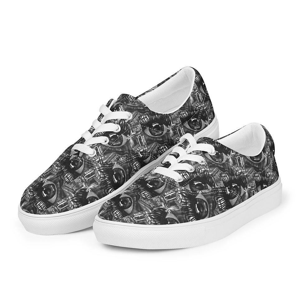 Thumbnail: NAZAR B&W Women’s lace-up canvas shoes