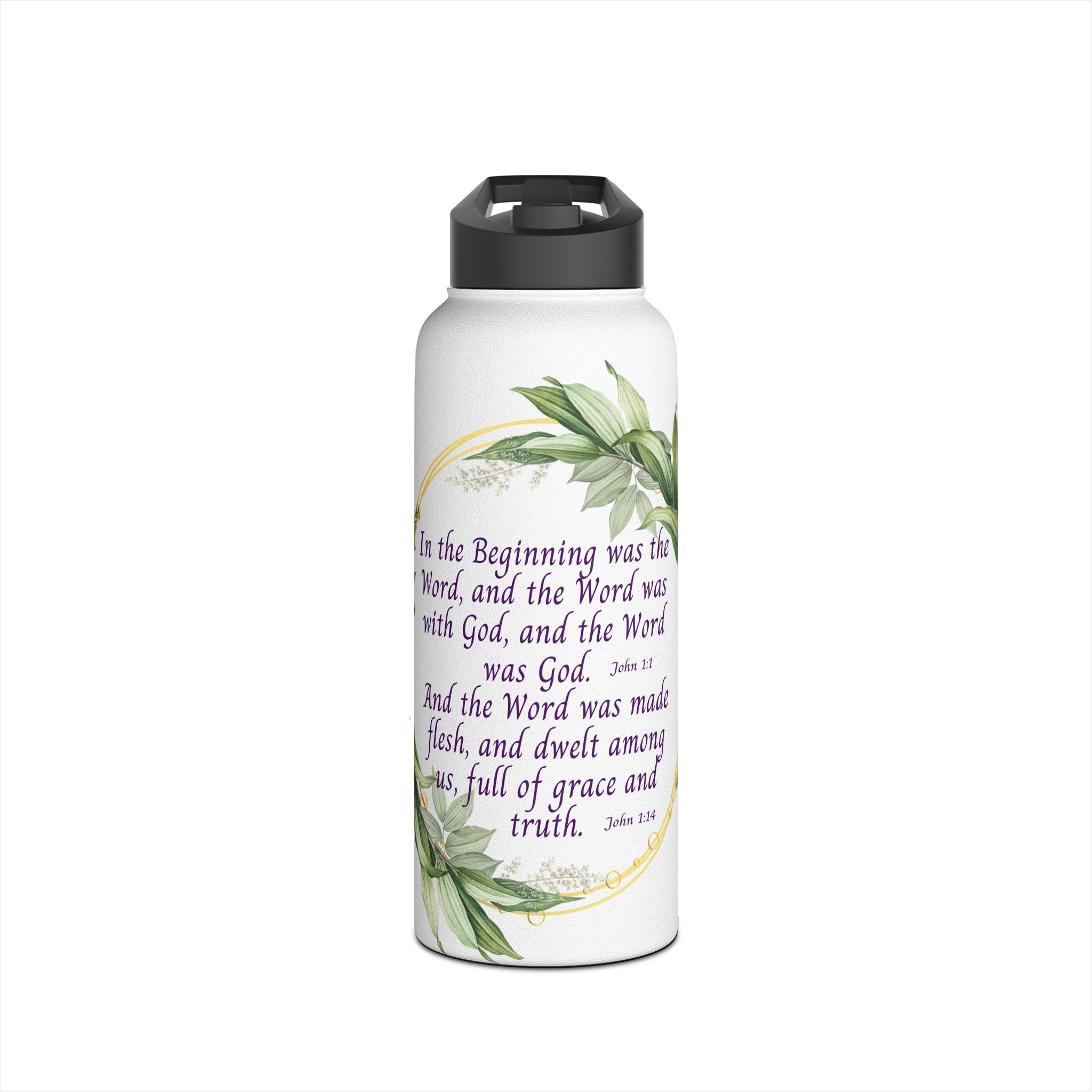 In the Beginning Stainless Steel Water Bottle, Standard Lid