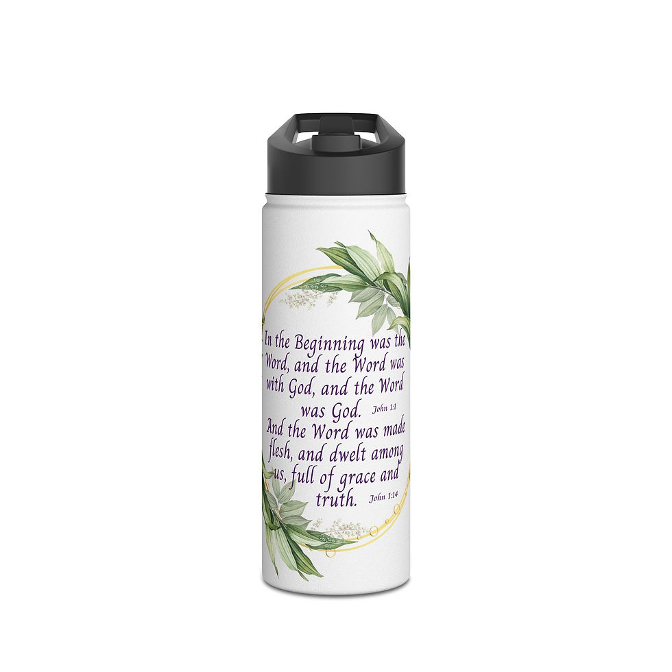 Thumbnail: In the Beginning Stainless Steel Water Bottle, Standard Lid