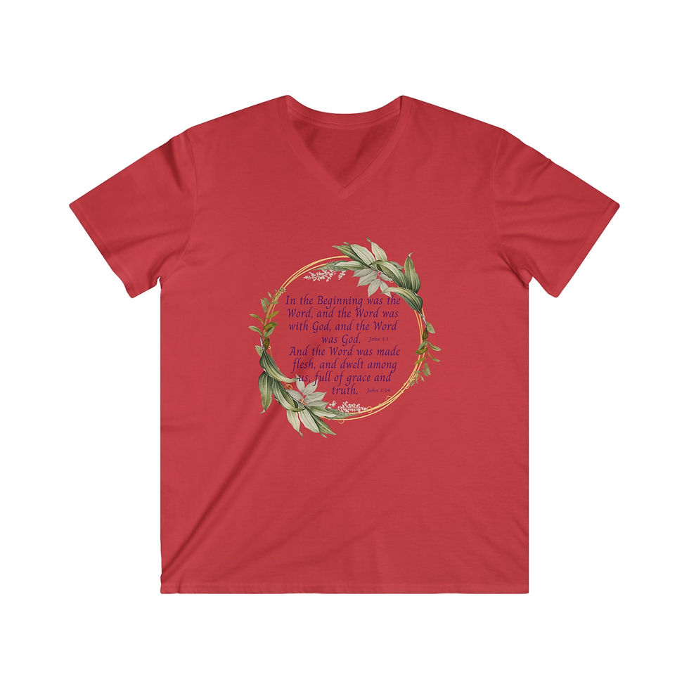 Thumbnail: In The Beginning Men's Fitted V-Neck Short Sleeve Tee