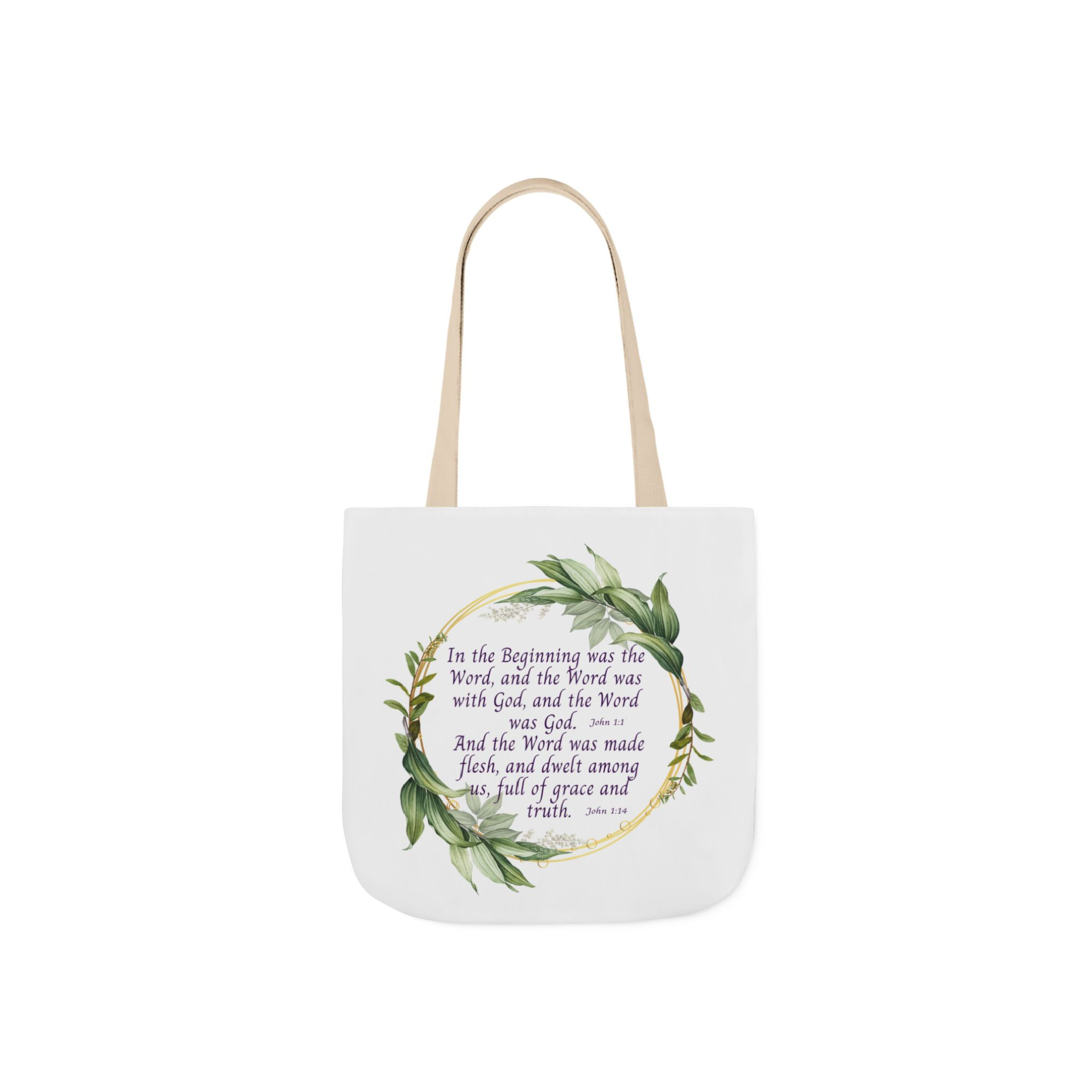 In the Beginning Canvas Tote Bag, 5-Color Straps