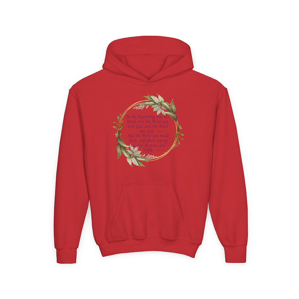 Thumbnail: In the Beginning Youth Heavy Blend Hooded Sweatshirt