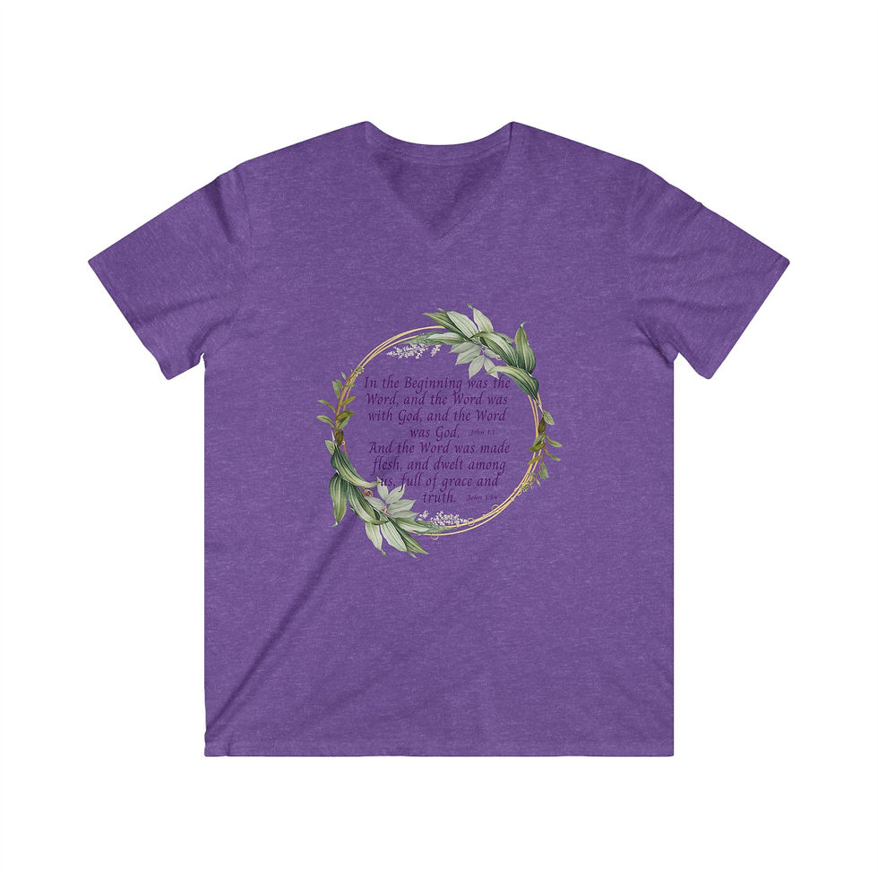 Thumbnail: In The Beginning Men's Fitted V-Neck Short Sleeve Tee