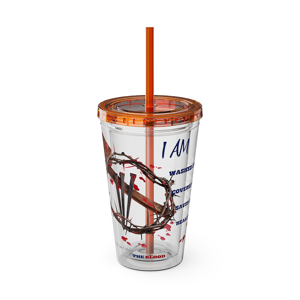 Thumbnail: Washed By The Blood Sunsplash Tumbler with Straw, 16oz