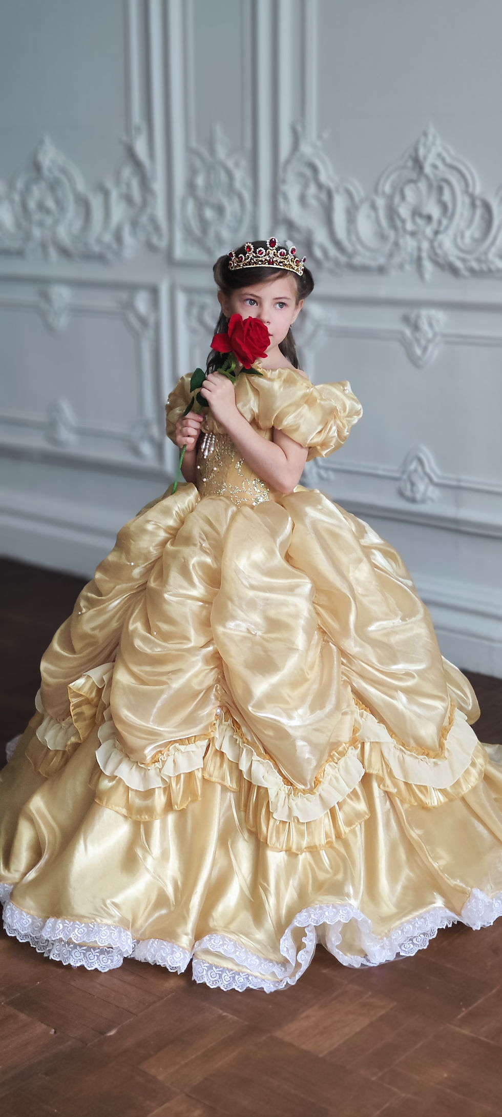 Princess Belle dress Halloween costume for girl kid Beauty and the beast