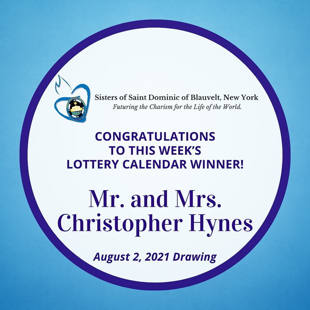 Sisters of Saint Dominic of Blauvelt, New York Lottery Calendar Winner