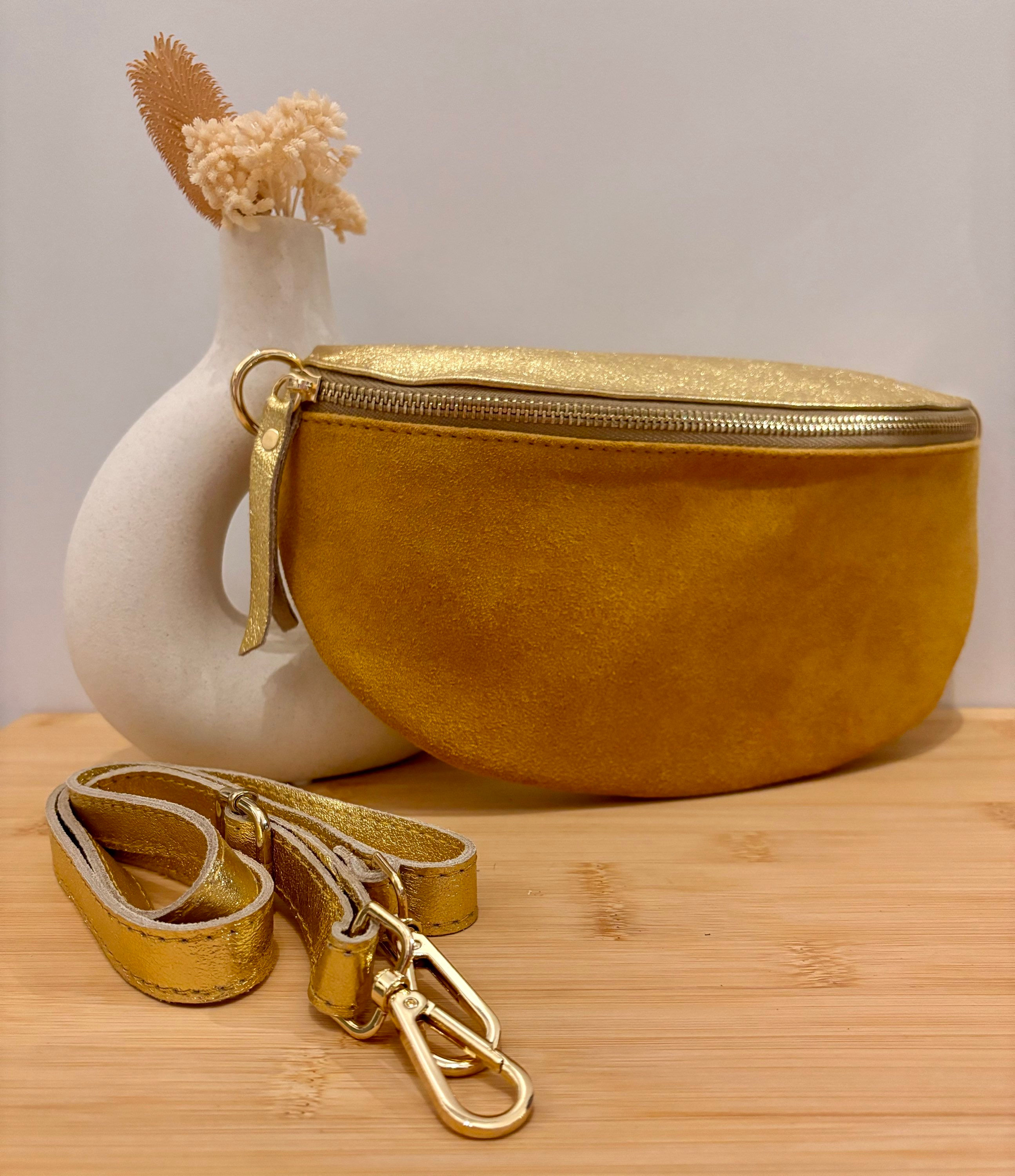 Sac banane en cuir et en daim 