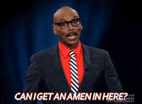 a gif with ru paul saying can i get an amen men representing the truth