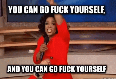 A gif of oprah representing that we are get took advantage off