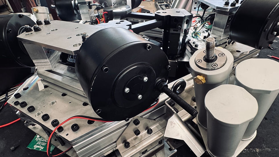 Direct drive motor installed on advanced motion platform for sim racing and XR, showcasing instant torque, precision control, and high-efficiency engineering.