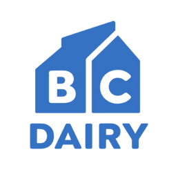 BC Dairy Logo with a blue carton shape